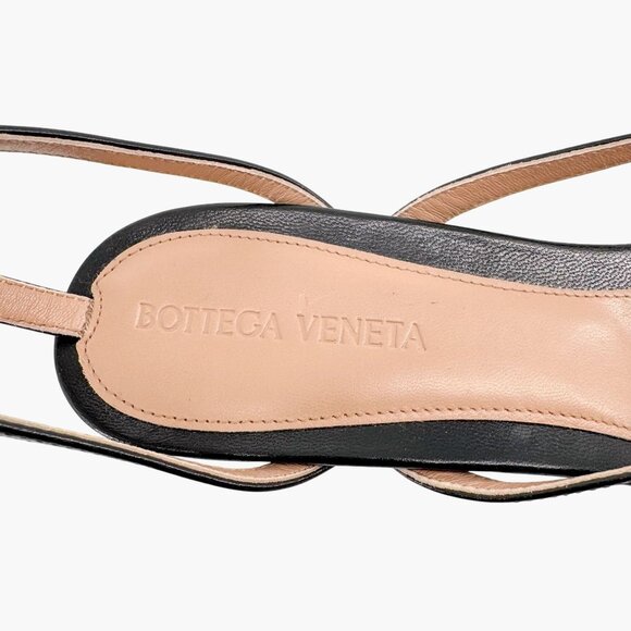 Bottega Veneta Stretch Mid Heel Sandals Size 37.5 US 7.5 Black Strap Kitten - Picture 13 of 13